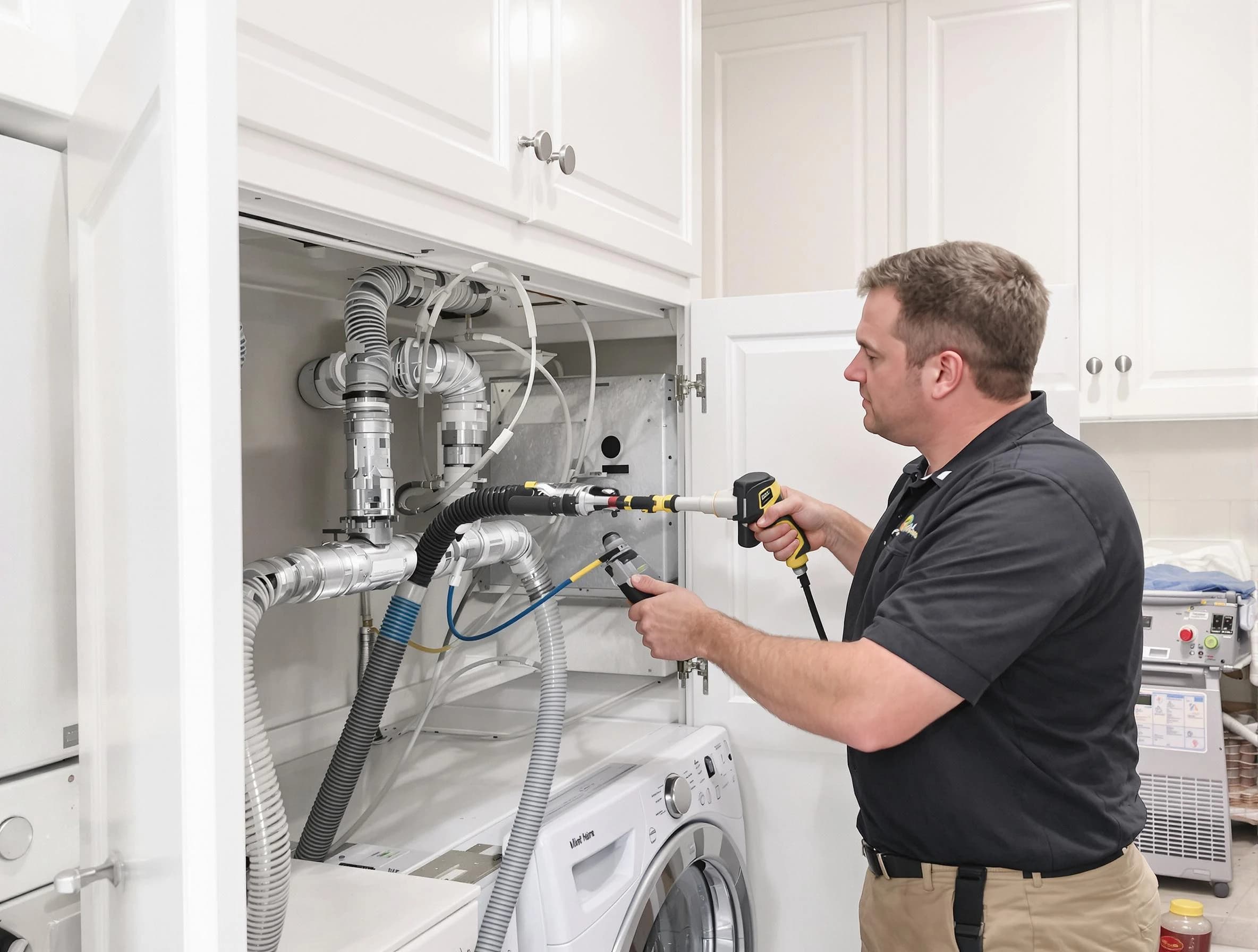 Edgewater Dryer Vent Cleaning professional removing severe blockage from a clogged dryer vent in Edgewater