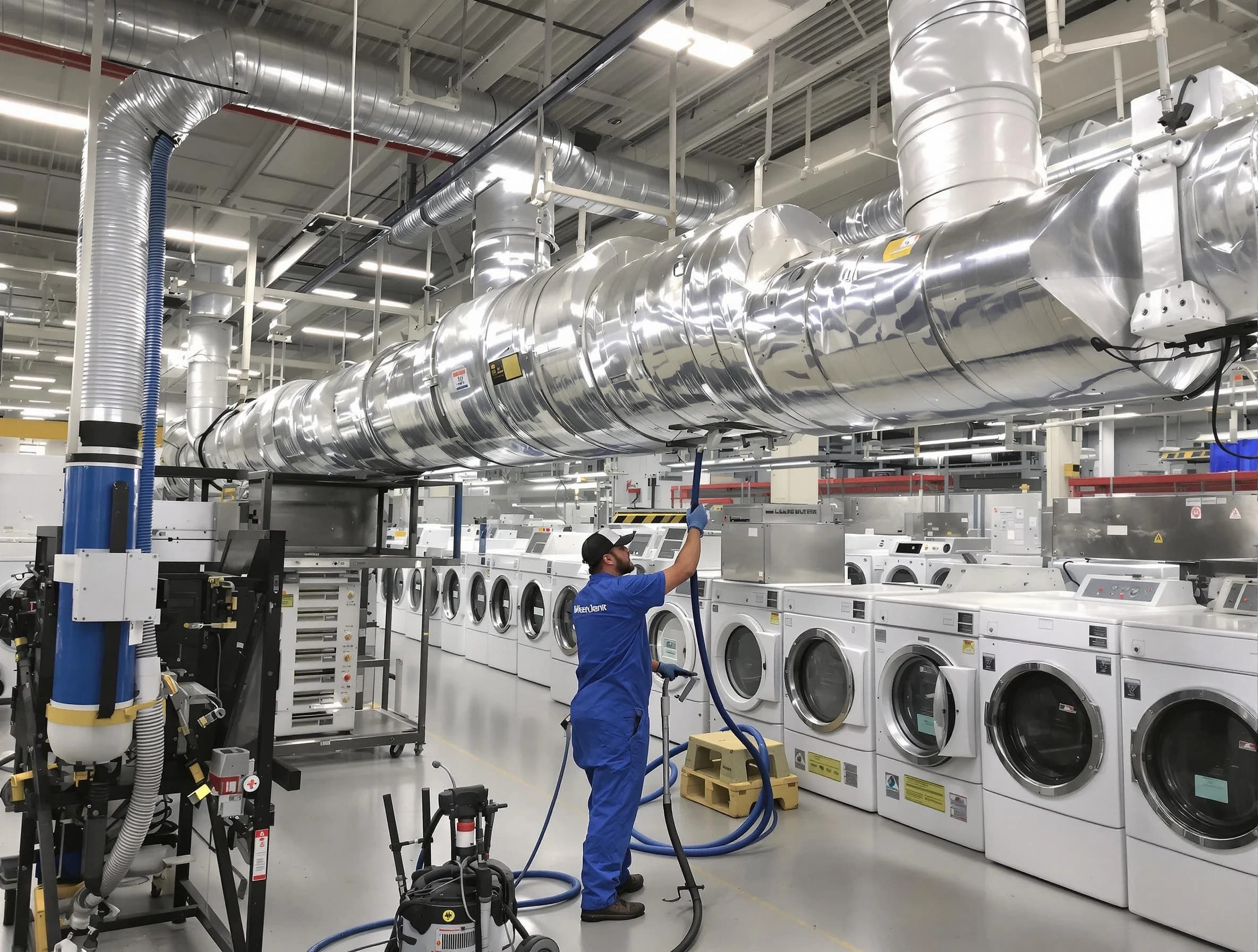 Edgewater Dryer Vent Cleaning team performing heavy-duty industrial dryer vent cleaning in Edgewater